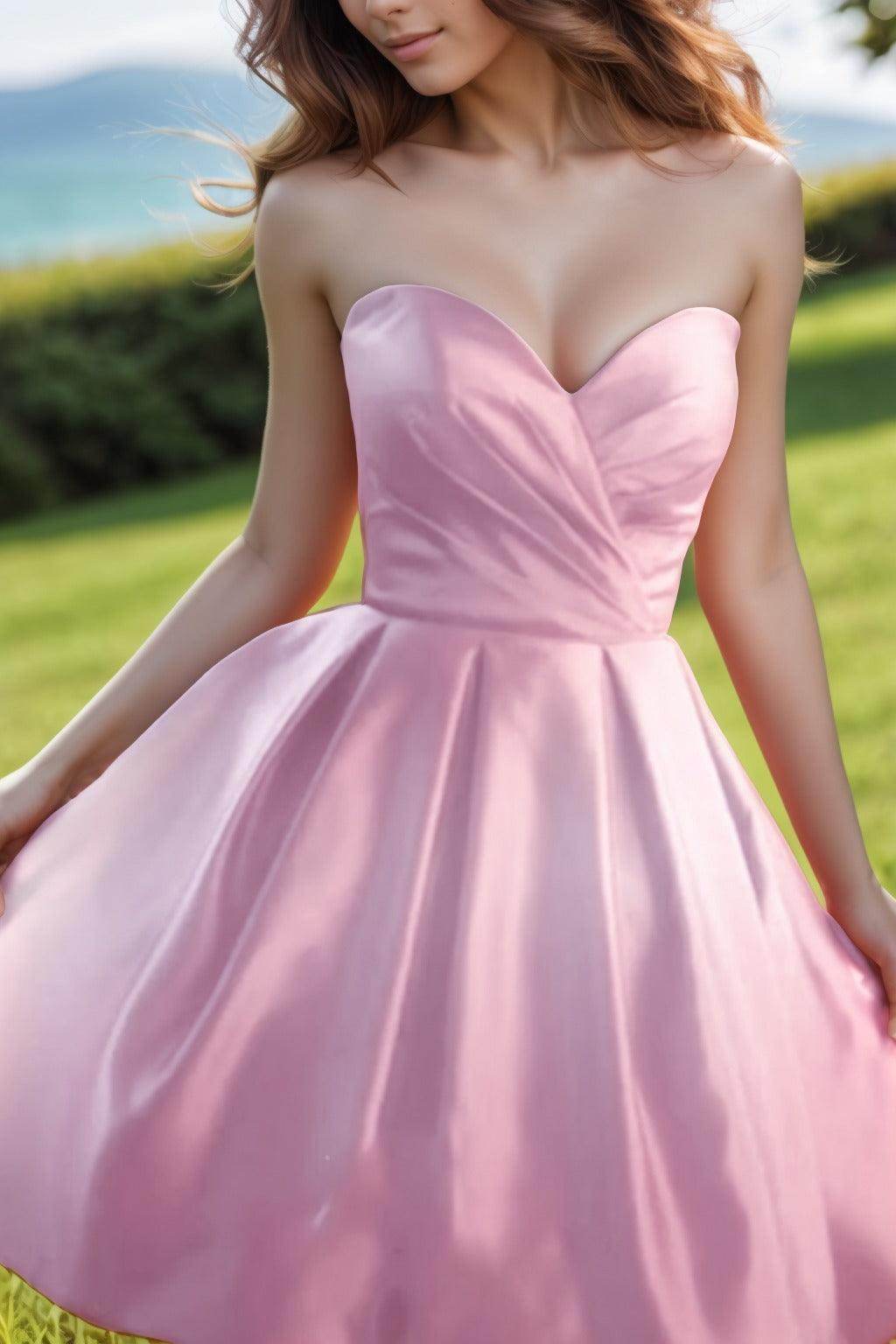 A-Line Knee Length Satin Homecoming Dresses CS0518