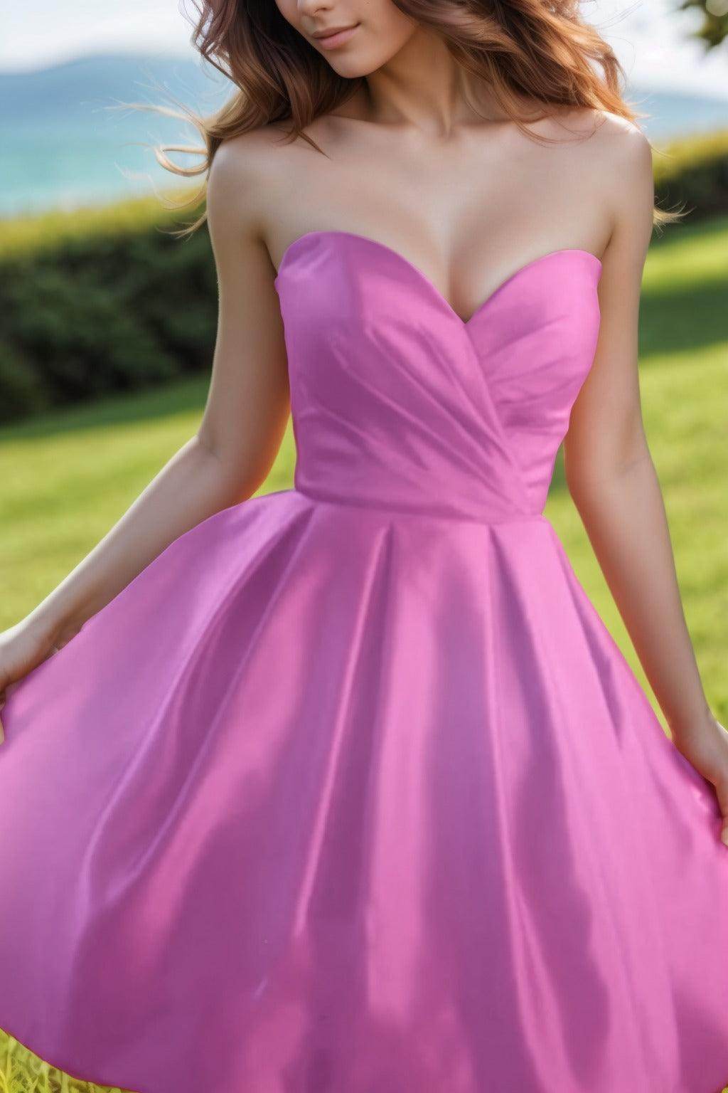 A-Line Knee Length Satin Homecoming Dresses CS0518