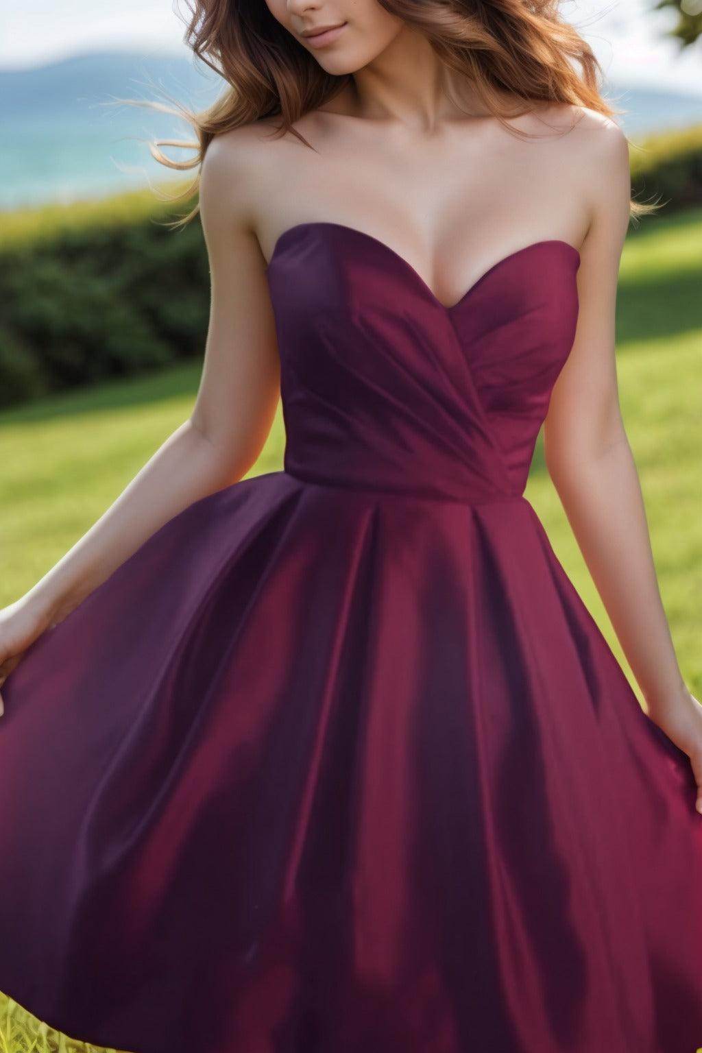 A-Line Knee Length Satin Homecoming Dresses CS0518