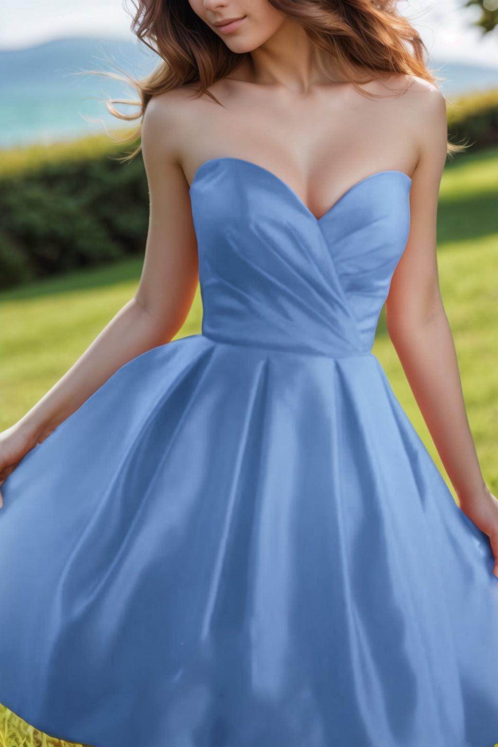 A-Line Knee Length Satin Homecoming Dresses CS0518