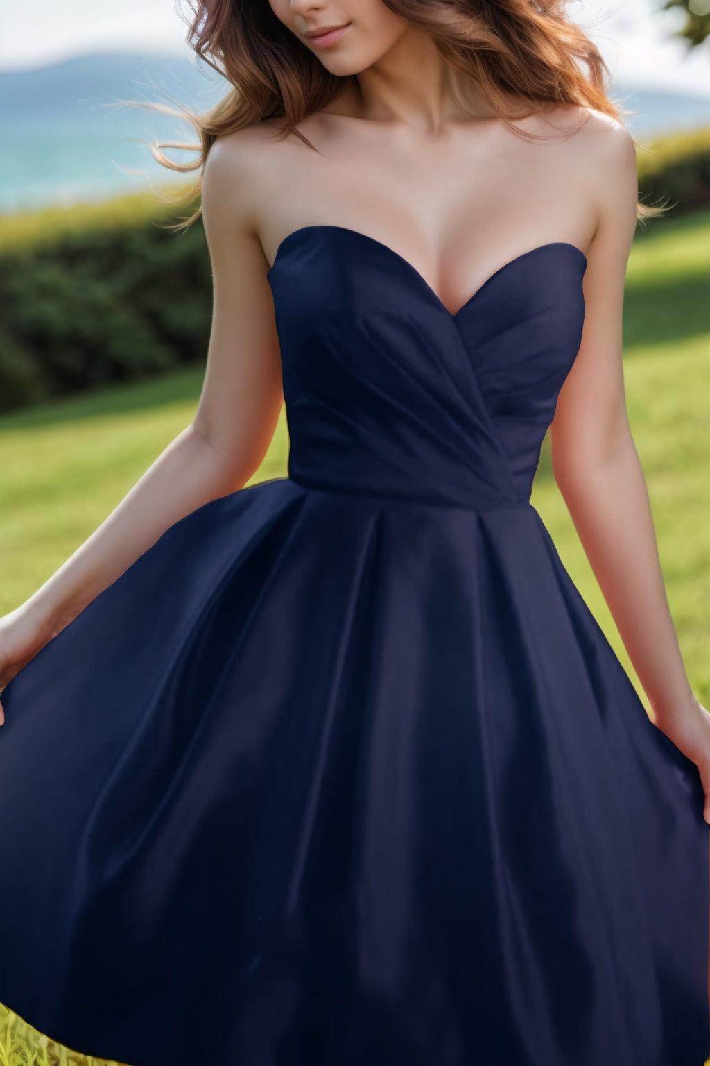A-Line Knee Length Satin Homecoming Dresses CS0518