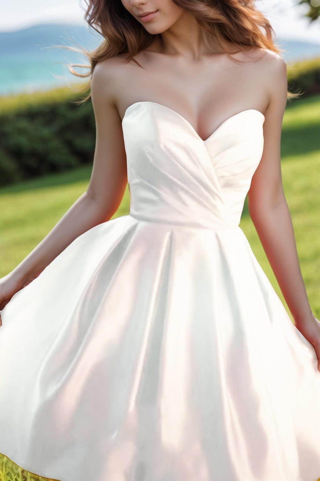 A-Line Knee Length Satin Homecoming Dresses CS0518