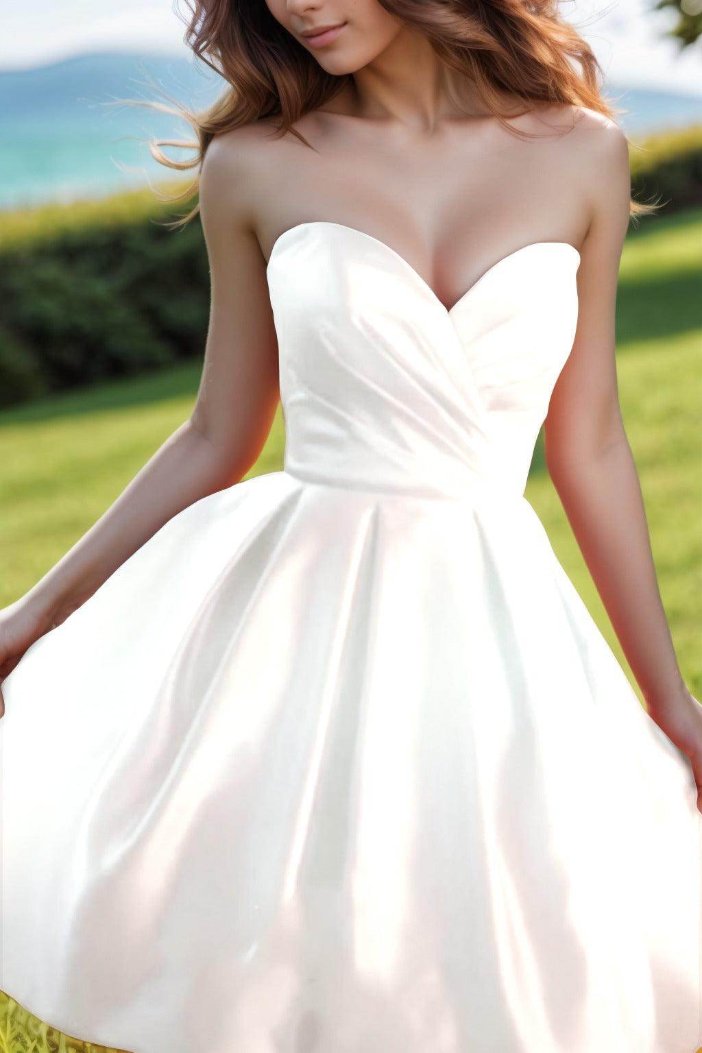 A-Line Knee Length Satin Homecoming Dresses CS0518