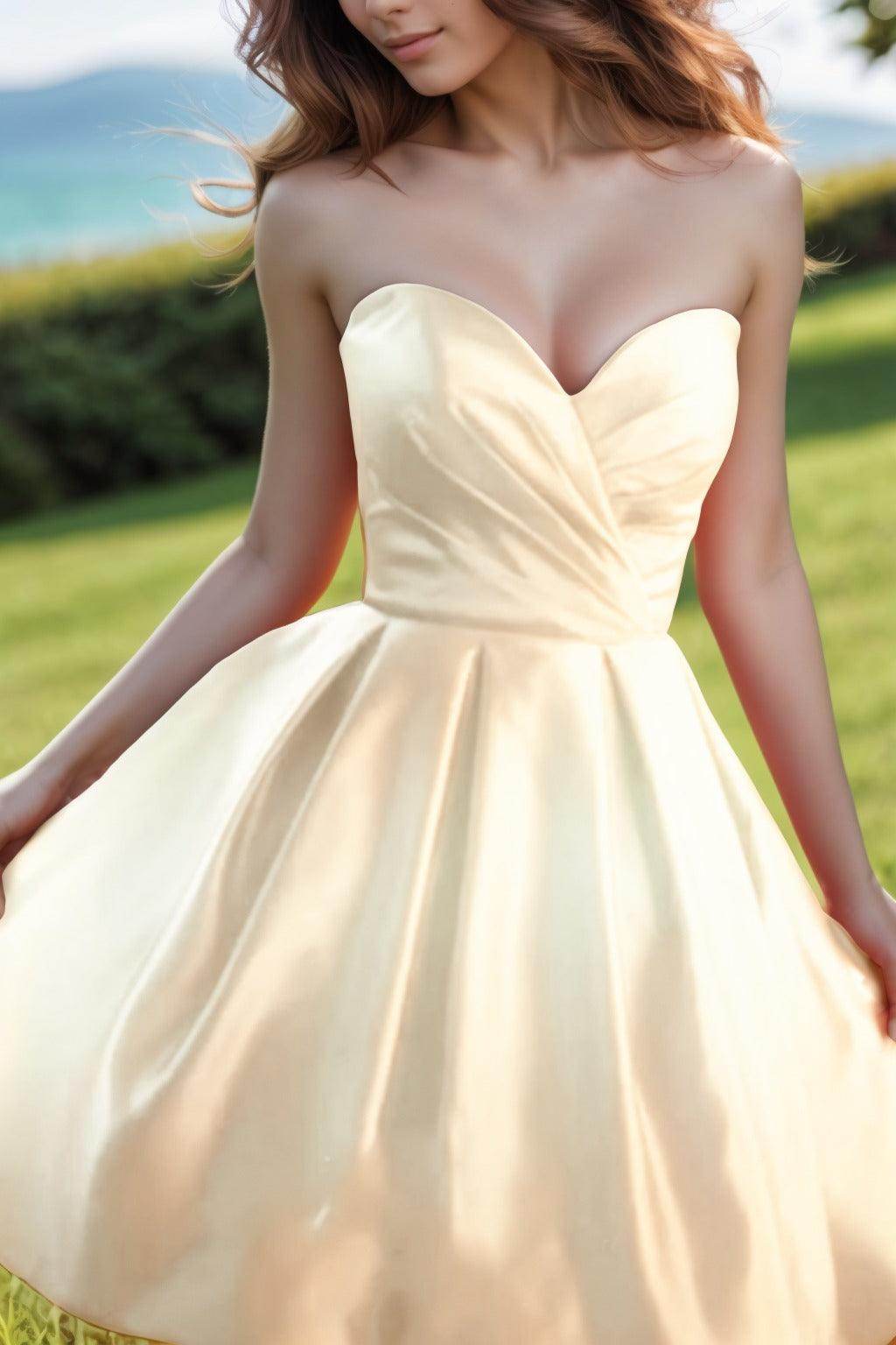 A-Line Knee Length Satin Homecoming Dresses CS0518