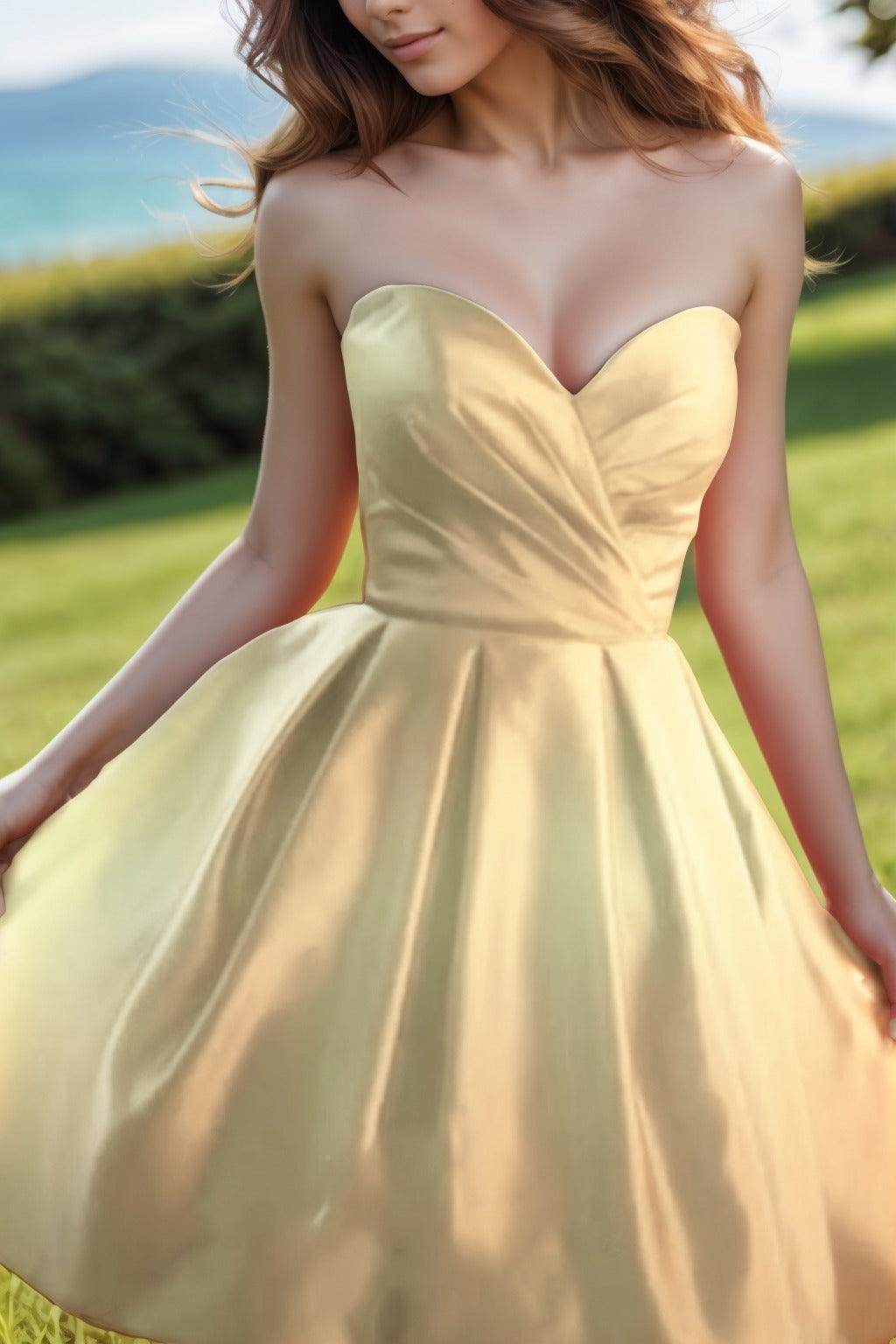 A-Line Knee Length Satin Homecoming Dresses CS0518
