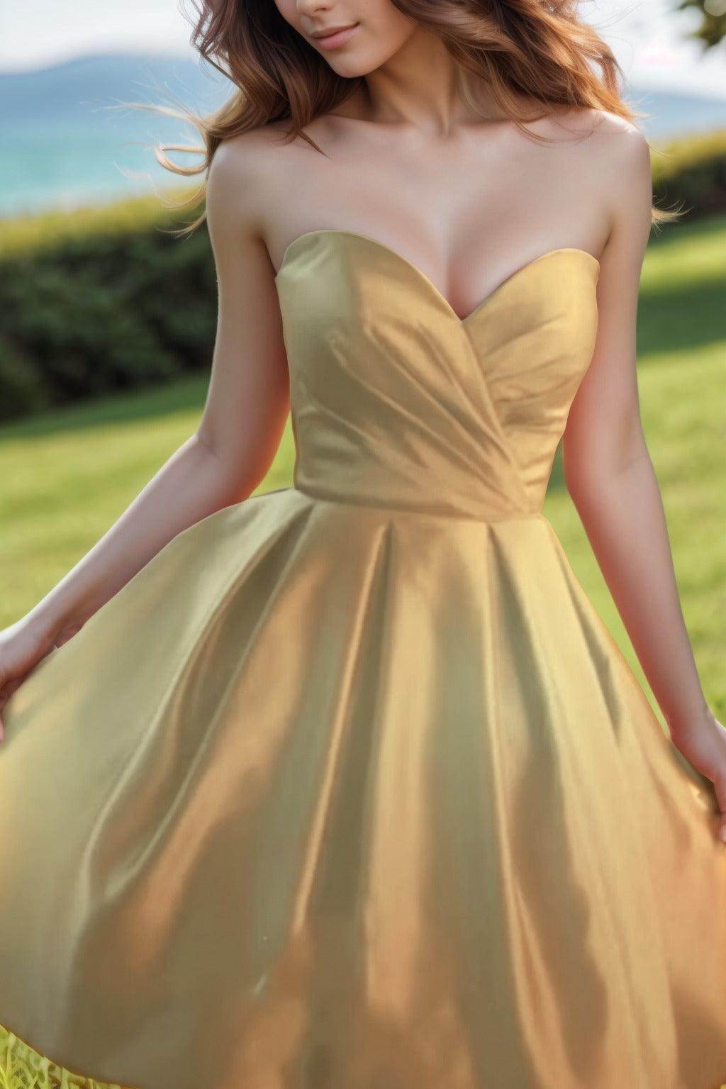 A-Line Knee Length Satin Homecoming Dresses CS0518