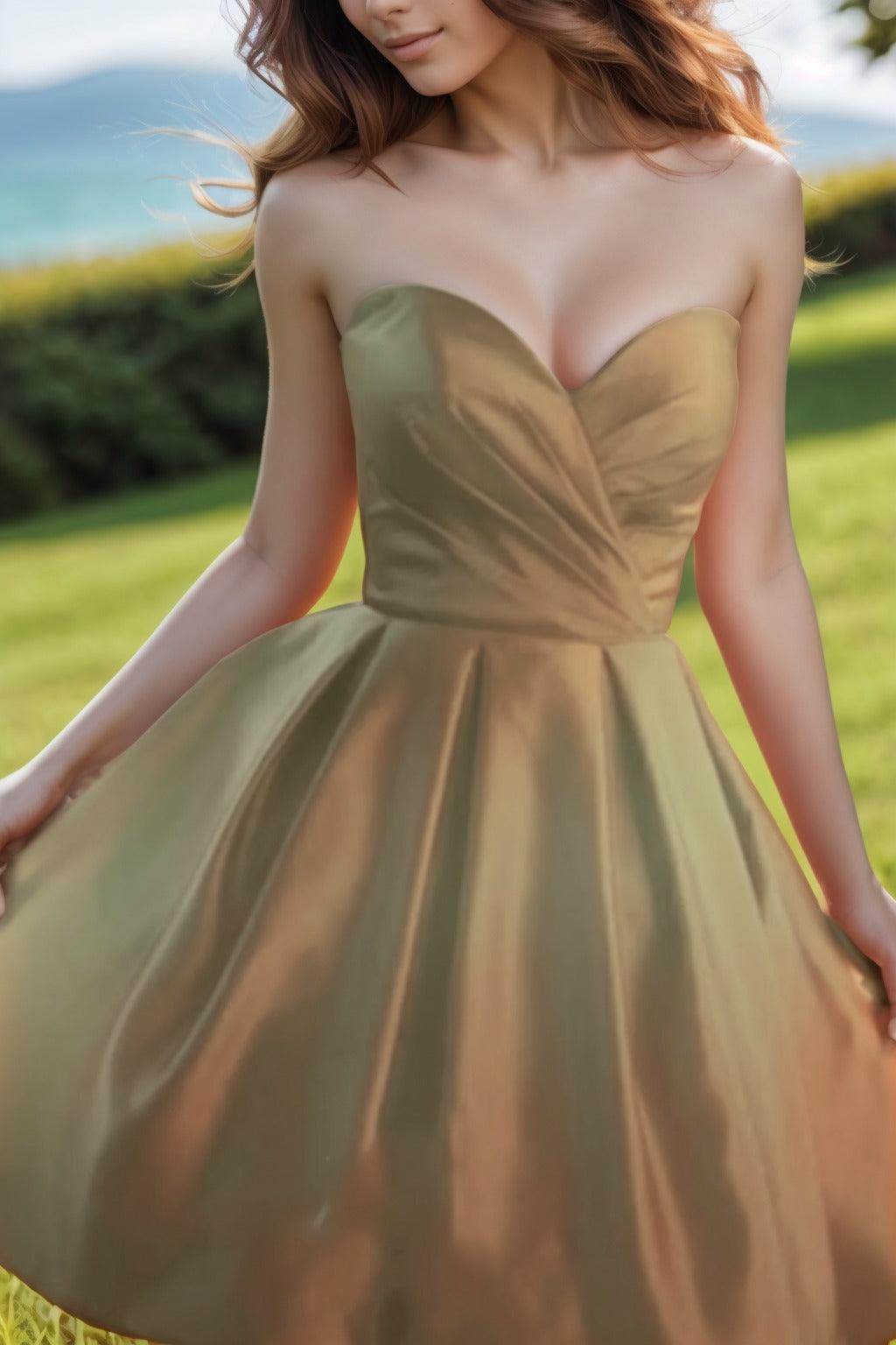 A-Line Knee Length Satin Homecoming Dresses CS0518