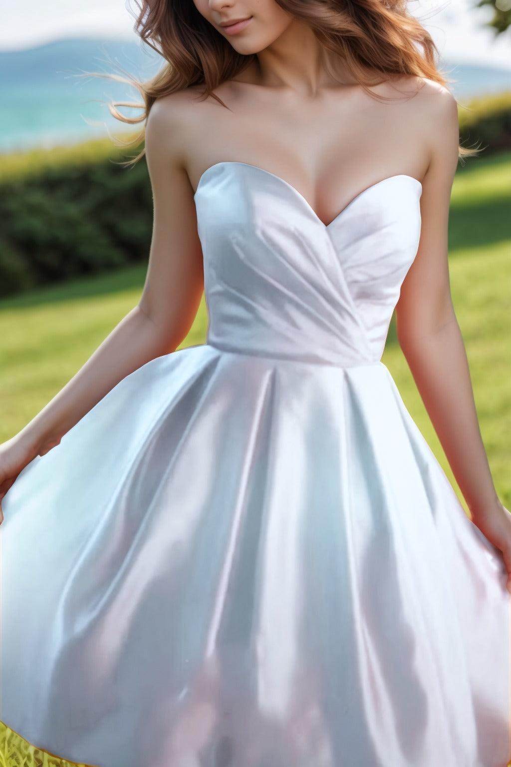 A-Line Knee Length Satin Homecoming Dresses CS0518