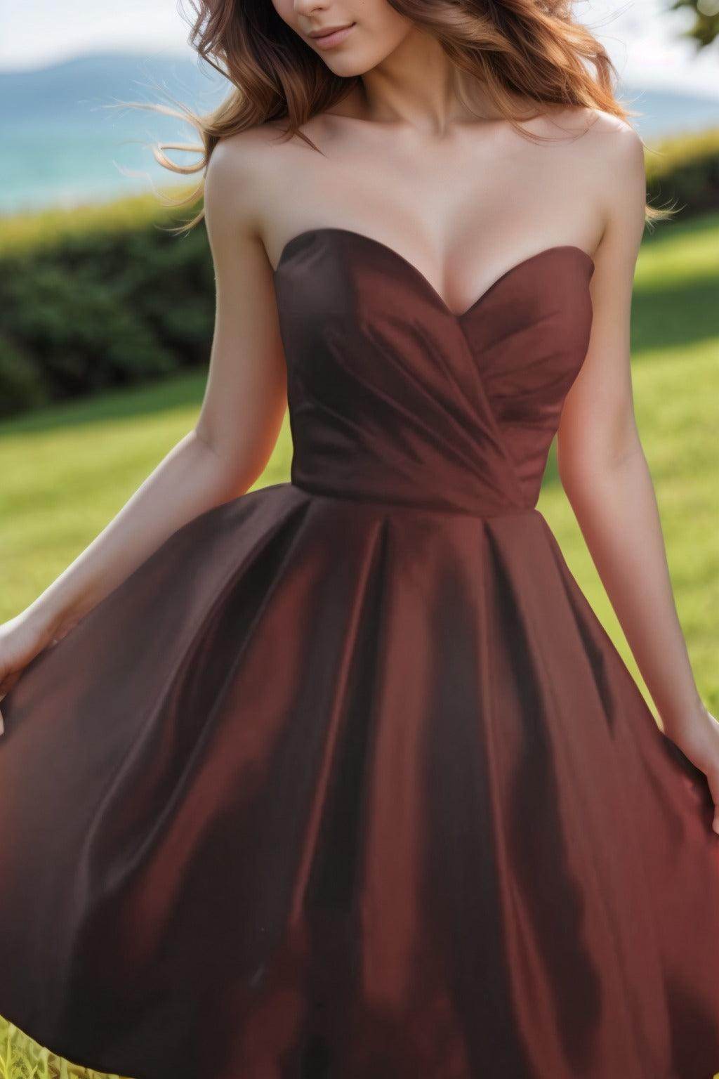 A-Line Knee Length Satin Homecoming Dresses CS0518