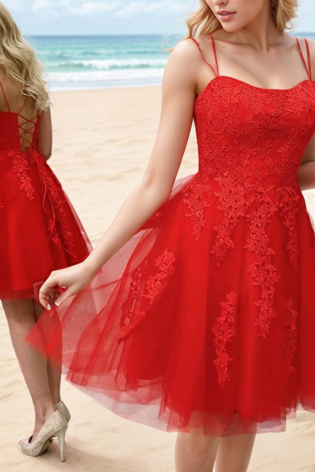 A-Line Knee Length Tulle Homecoming Dresses CS0521