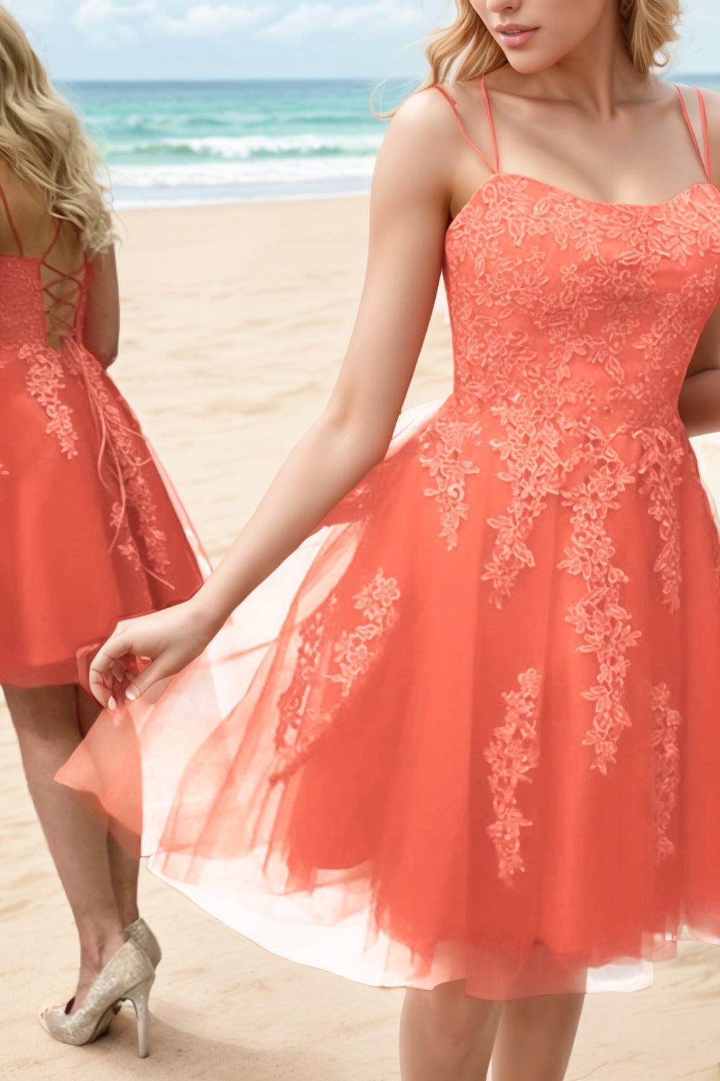 A-Line Knee Length Tulle Homecoming Dresses CS0521