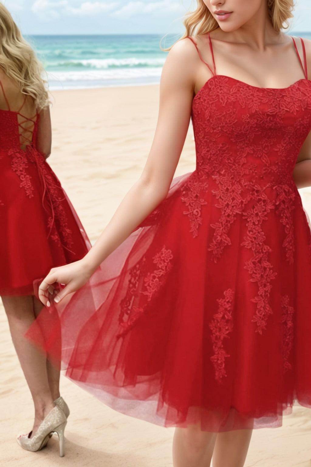 A-Line Knee Length Tulle Homecoming Dresses CS0521