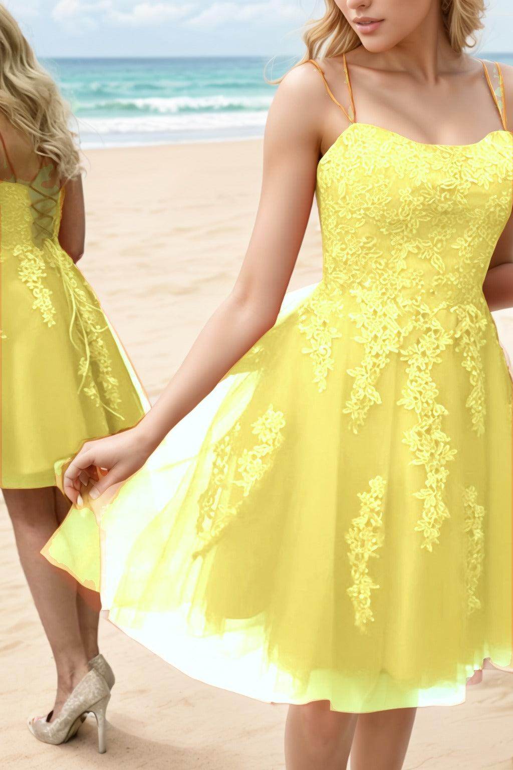 A-Line Knee Length Tulle Homecoming Dresses CS0521