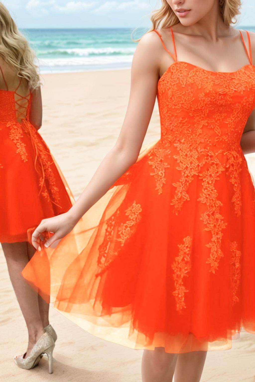 A-Line Knee Length Tulle Homecoming Dresses CS0521