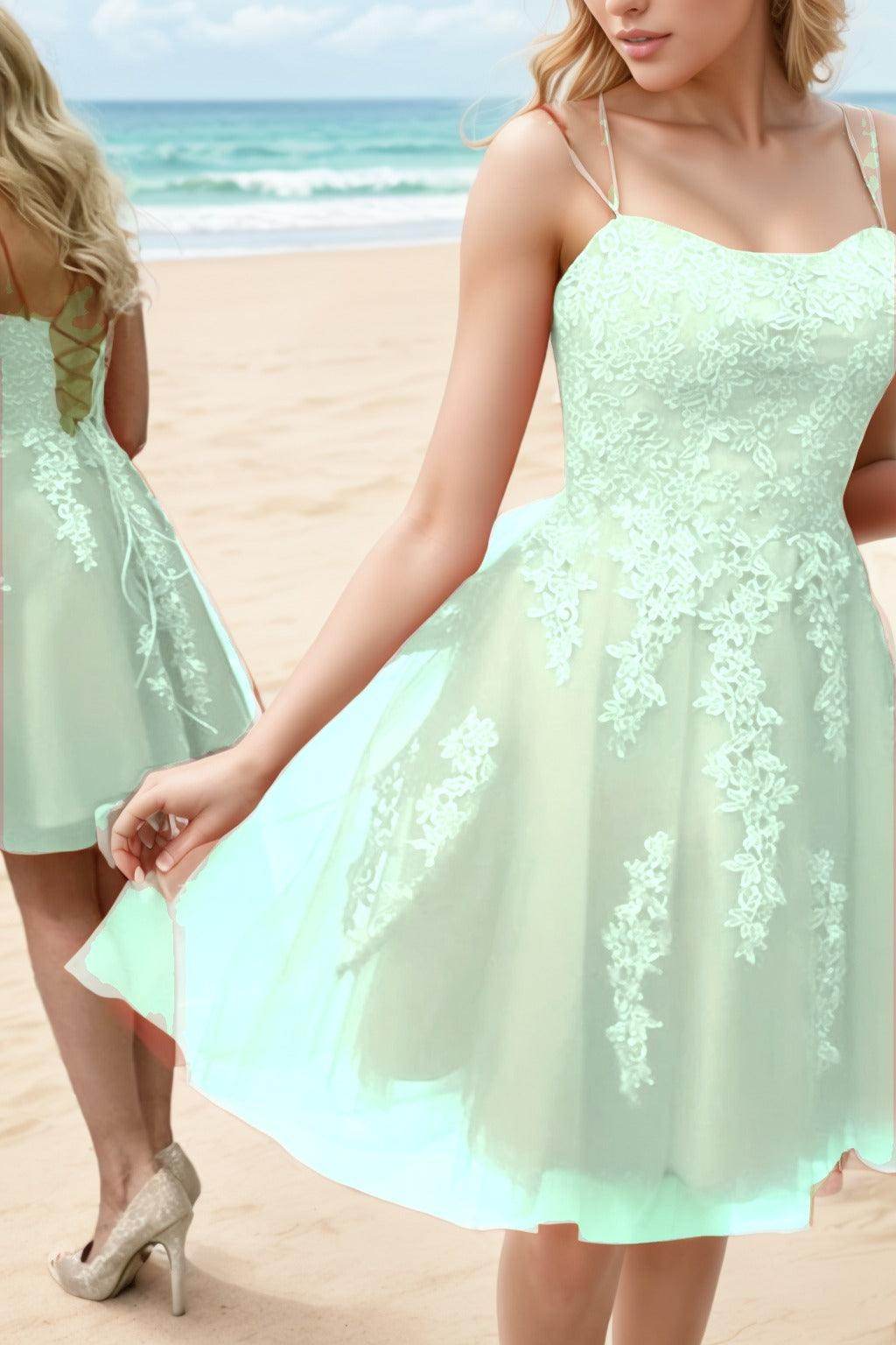 A-Line Knee Length Tulle Homecoming Dresses CS0521
