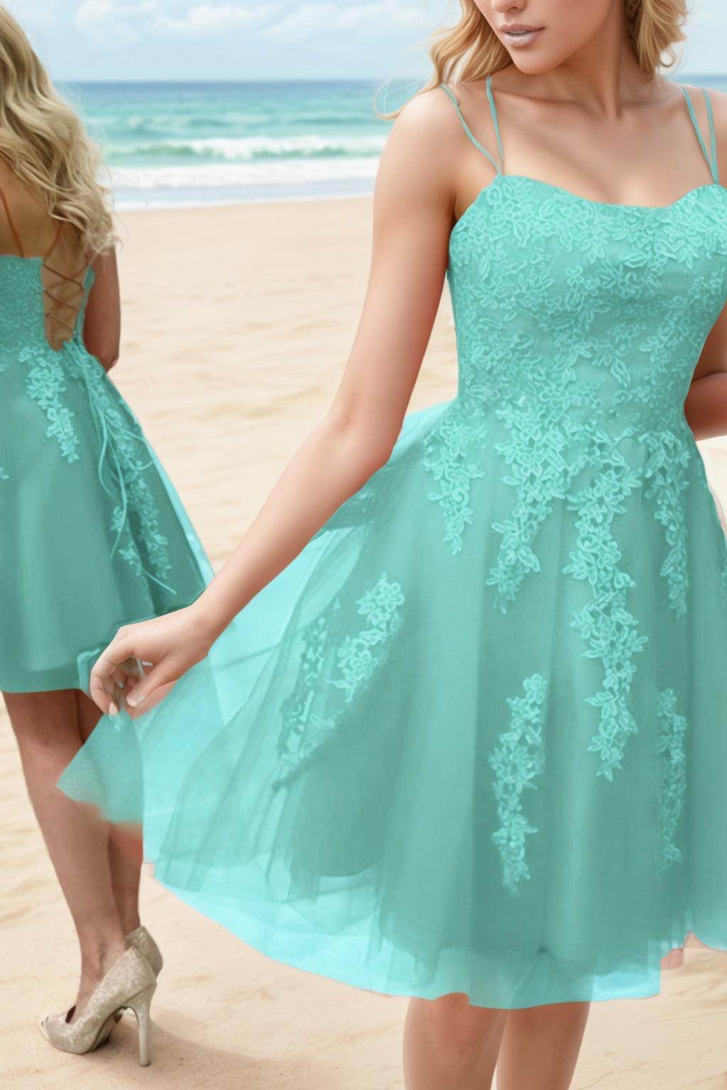 A-Line Knee Length Tulle Homecoming Dresses CS0521