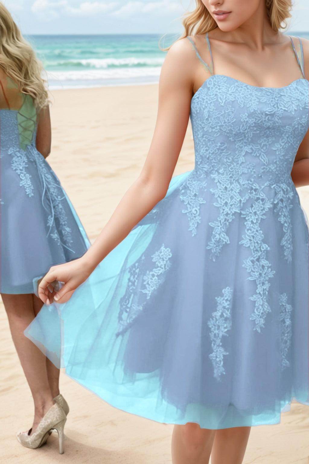 A-Line Knee Length Tulle Homecoming Dresses CS0521