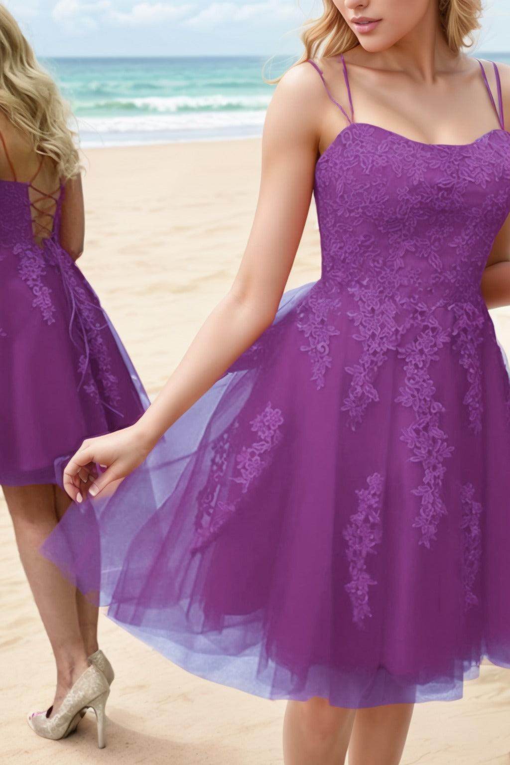 A-Line Knee Length Tulle Homecoming Dresses CS0521