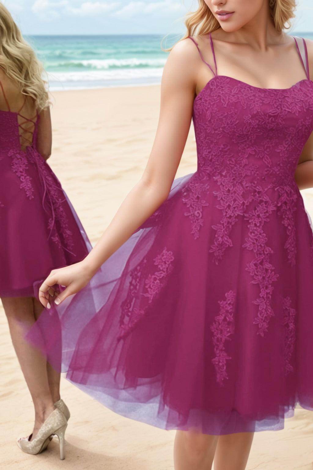A-Line Knee Length Tulle Homecoming Dresses CS0521