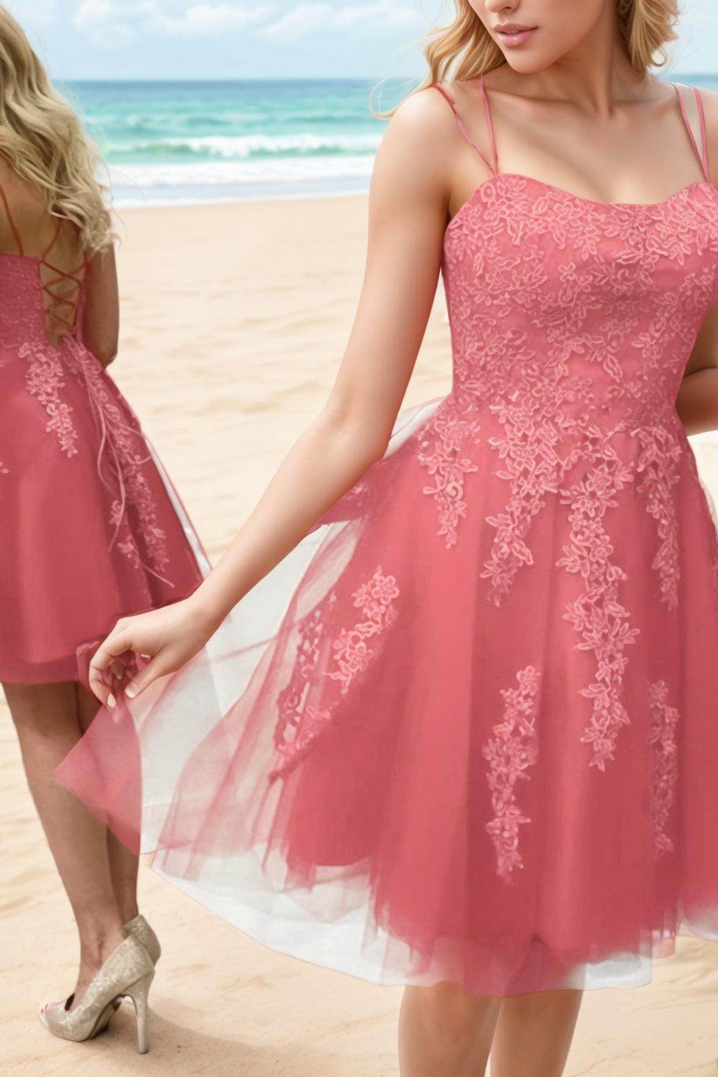 A-Line Knee Length Tulle Homecoming Dresses CS0521