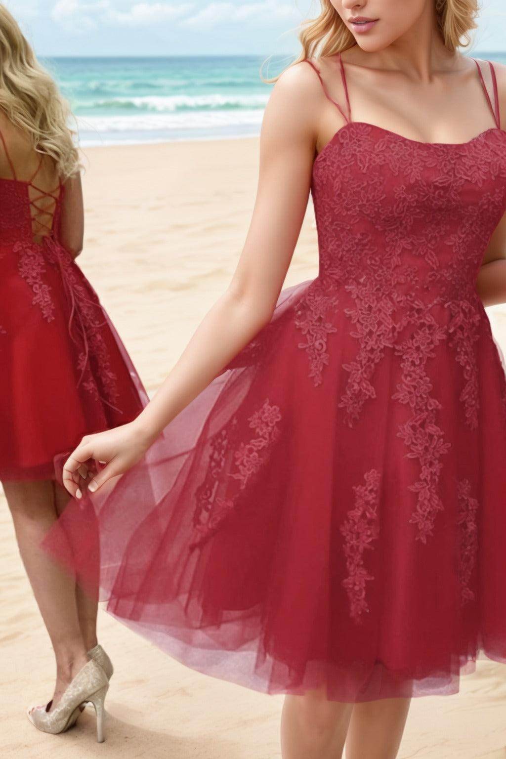 A-Line Knee Length Tulle Homecoming Dresses CS0521