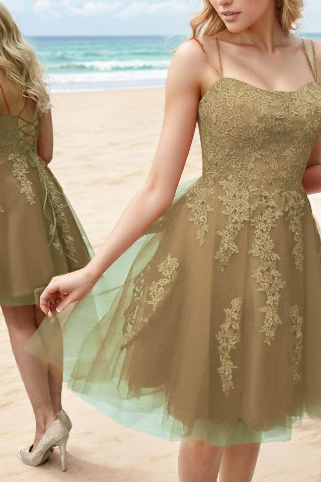 A-Line Knee Length Tulle Homecoming Dresses CS0521