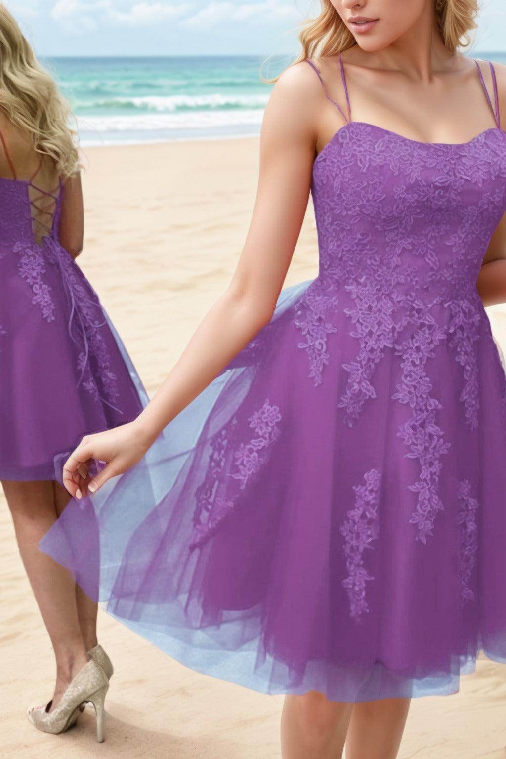 A-Line Knee Length Tulle Homecoming Dresses CS0521