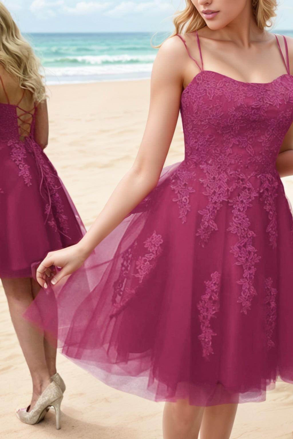 A-Line Knee Length Tulle Homecoming Dresses CS0521