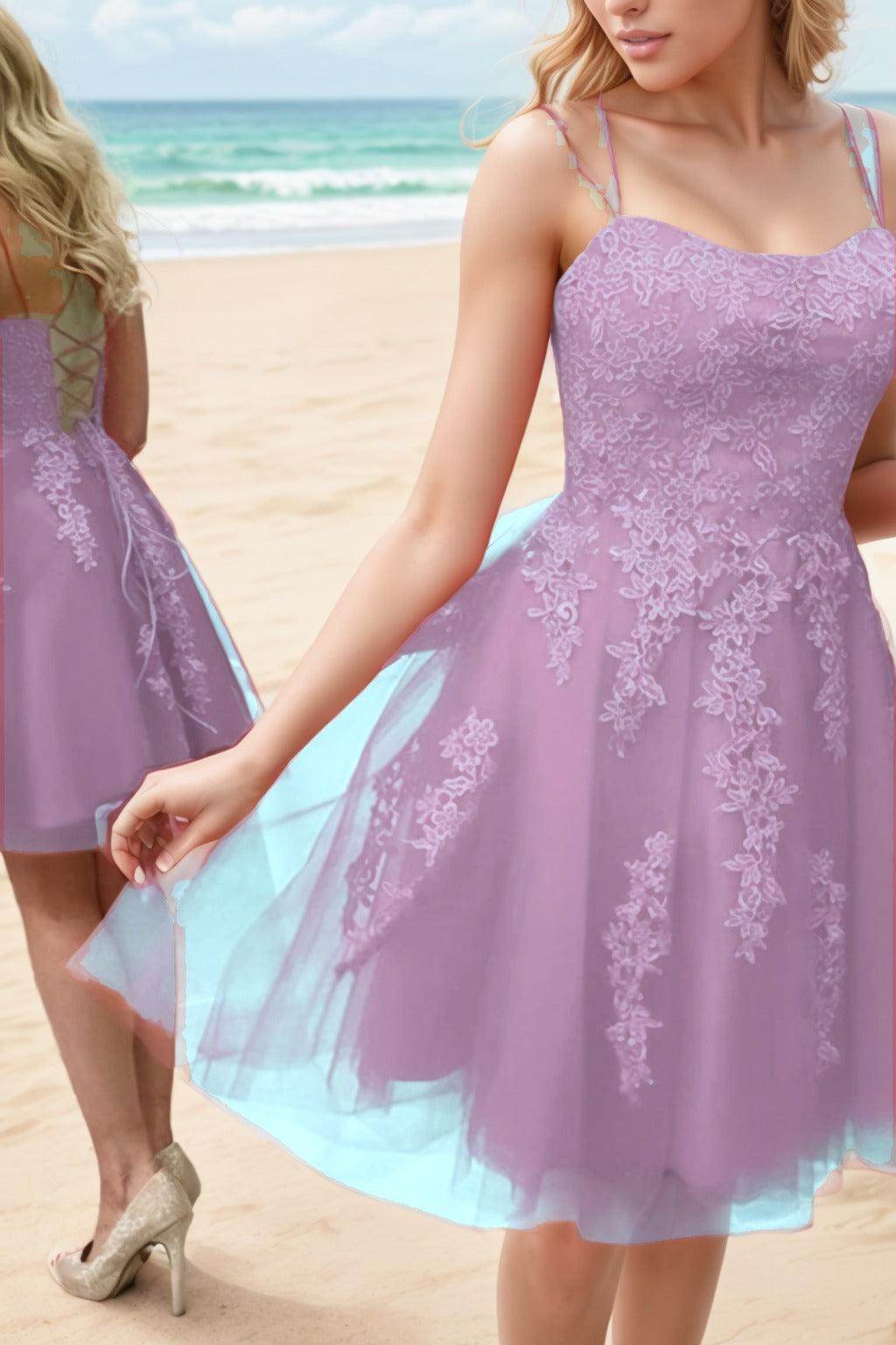 A-Line Knee Length Tulle Homecoming Dresses CS0521