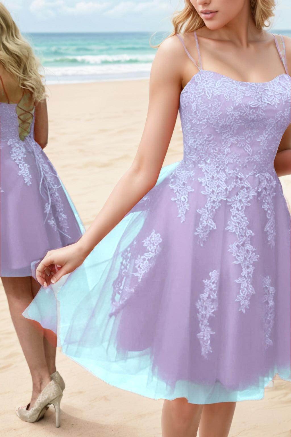 A-Line Knee Length Tulle Homecoming Dresses CS0521