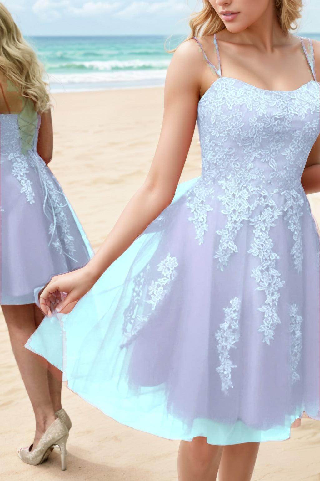 A-Line Knee Length Tulle Homecoming Dresses CS0521