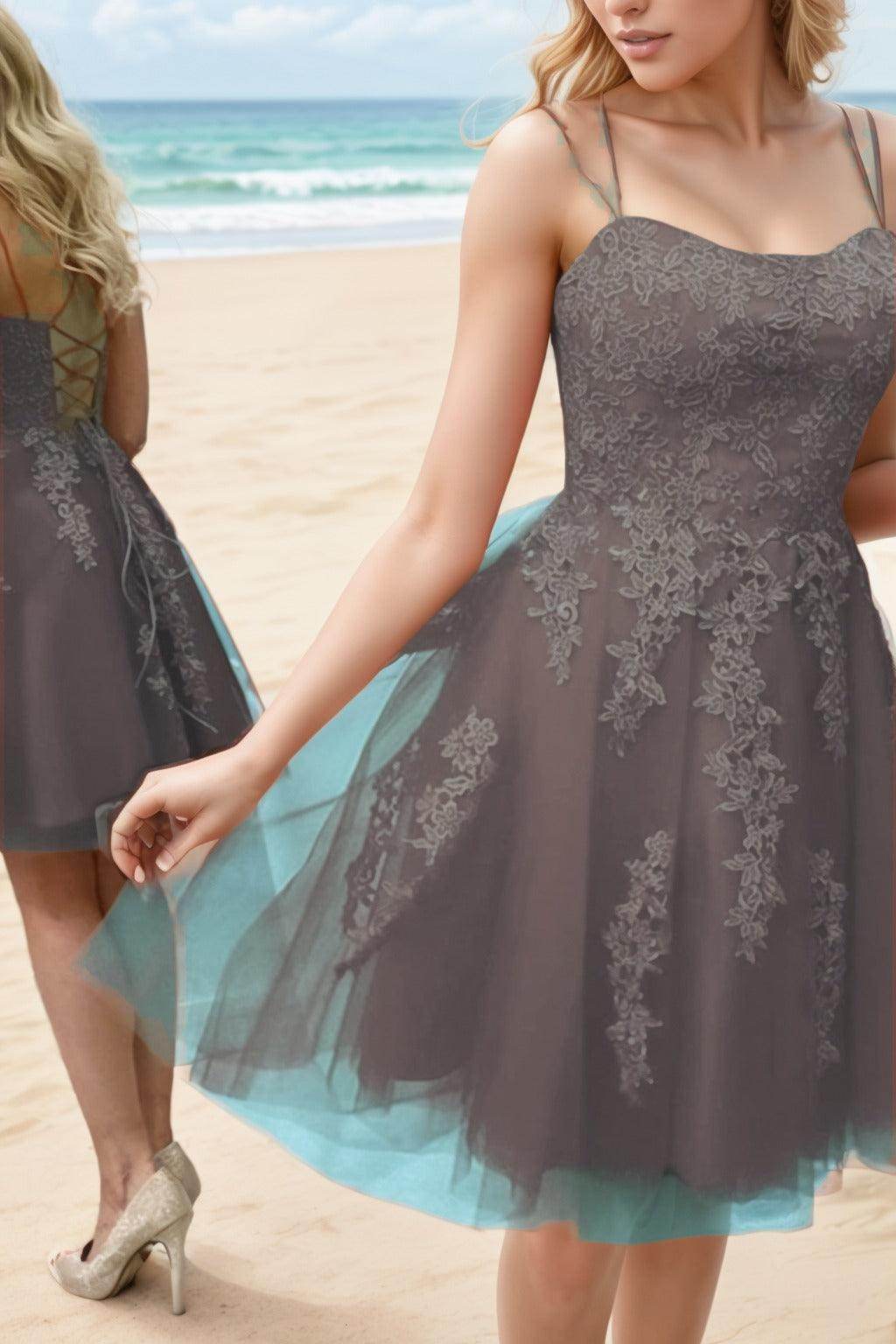 A-Line Knee Length Tulle Homecoming Dresses CS0521