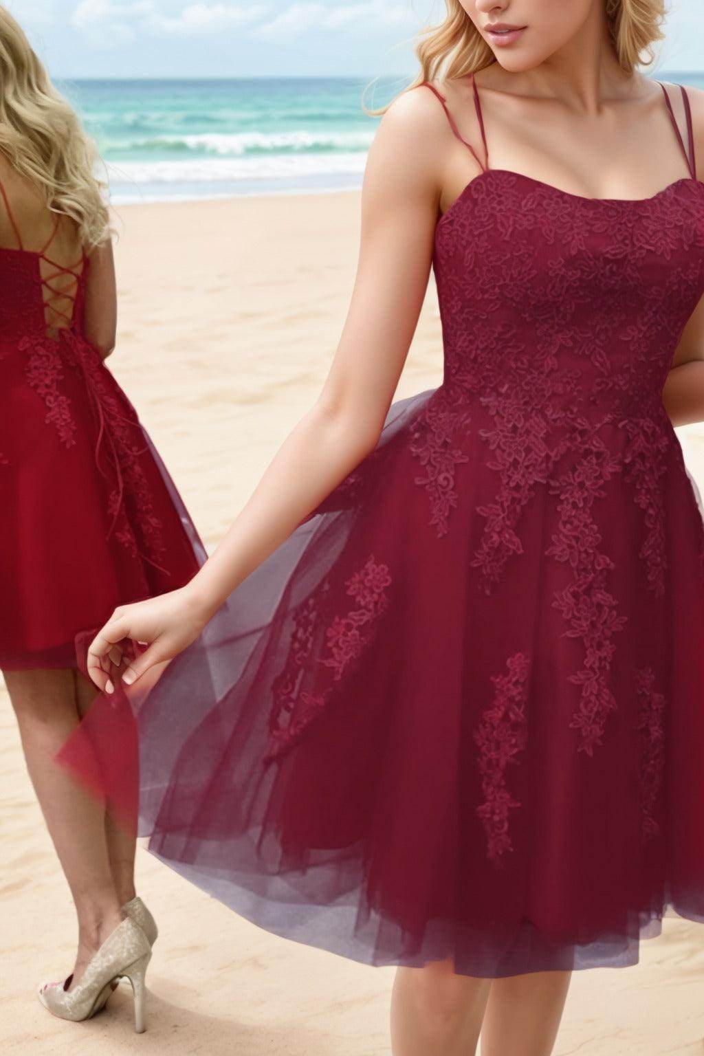 A-Line Knee Length Tulle Homecoming Dresses CS0521