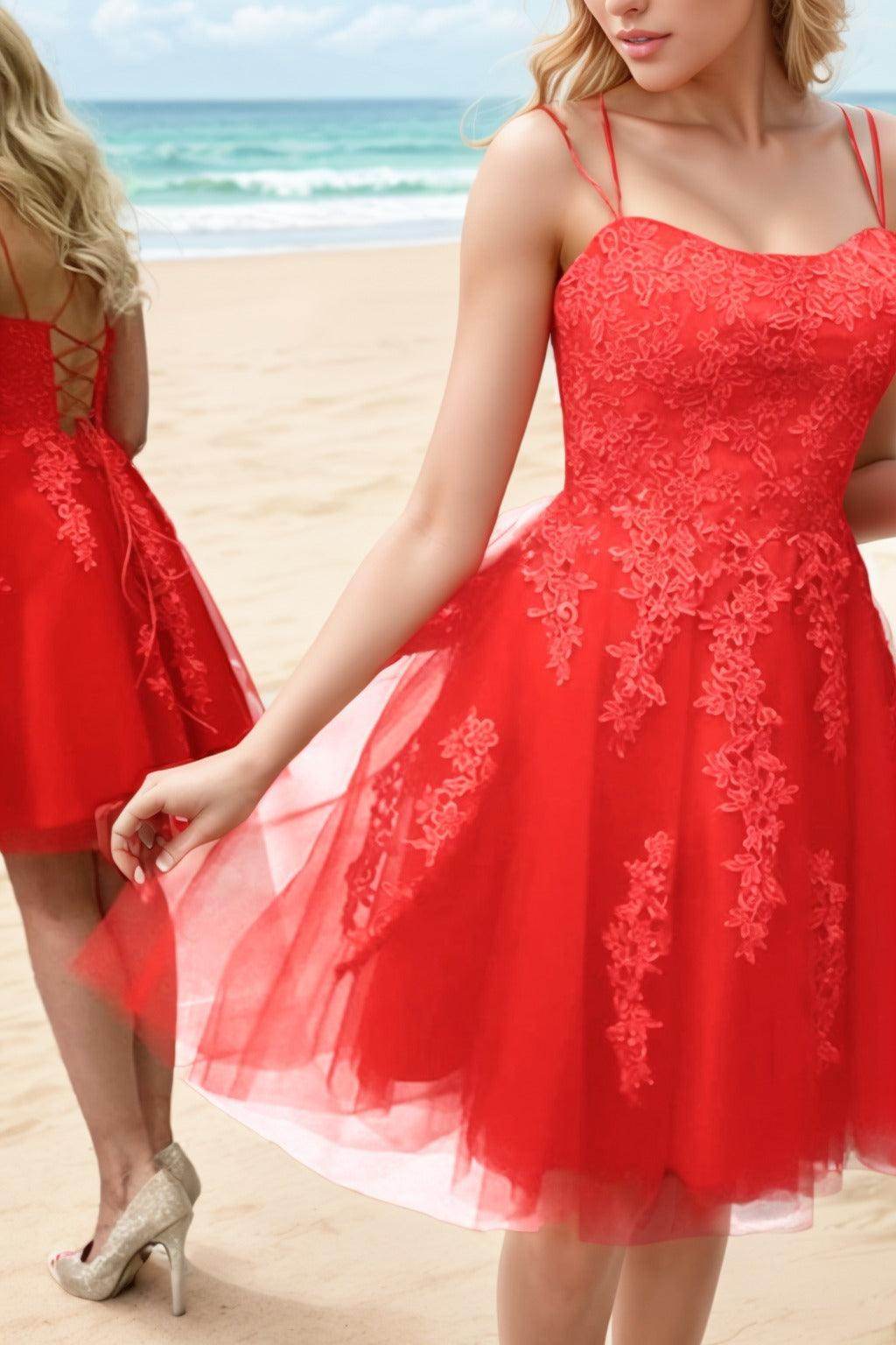 A-Line Knee Length Tulle Homecoming Dresses CS0521