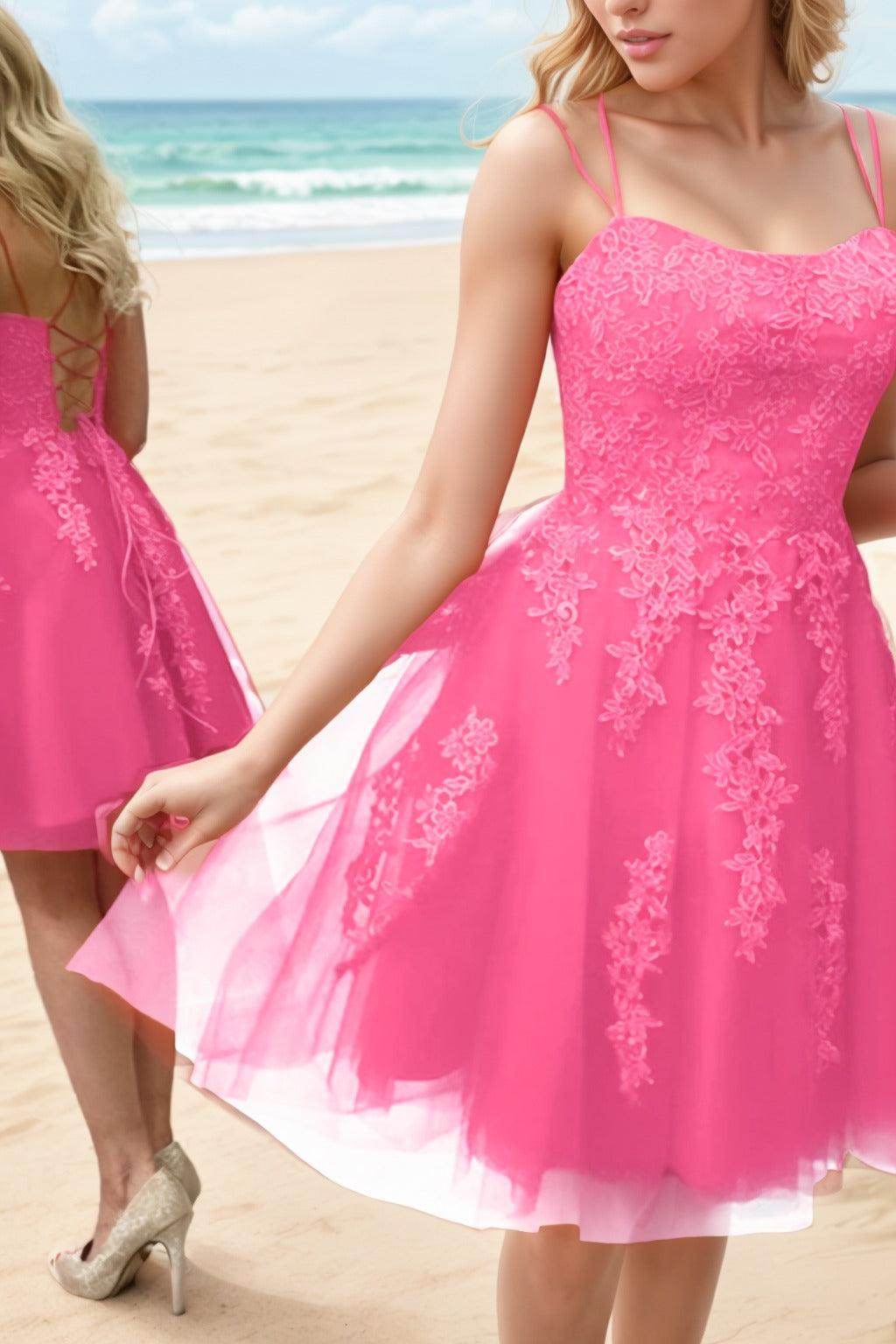 A-Line Knee Length Tulle Homecoming Dresses CS0521