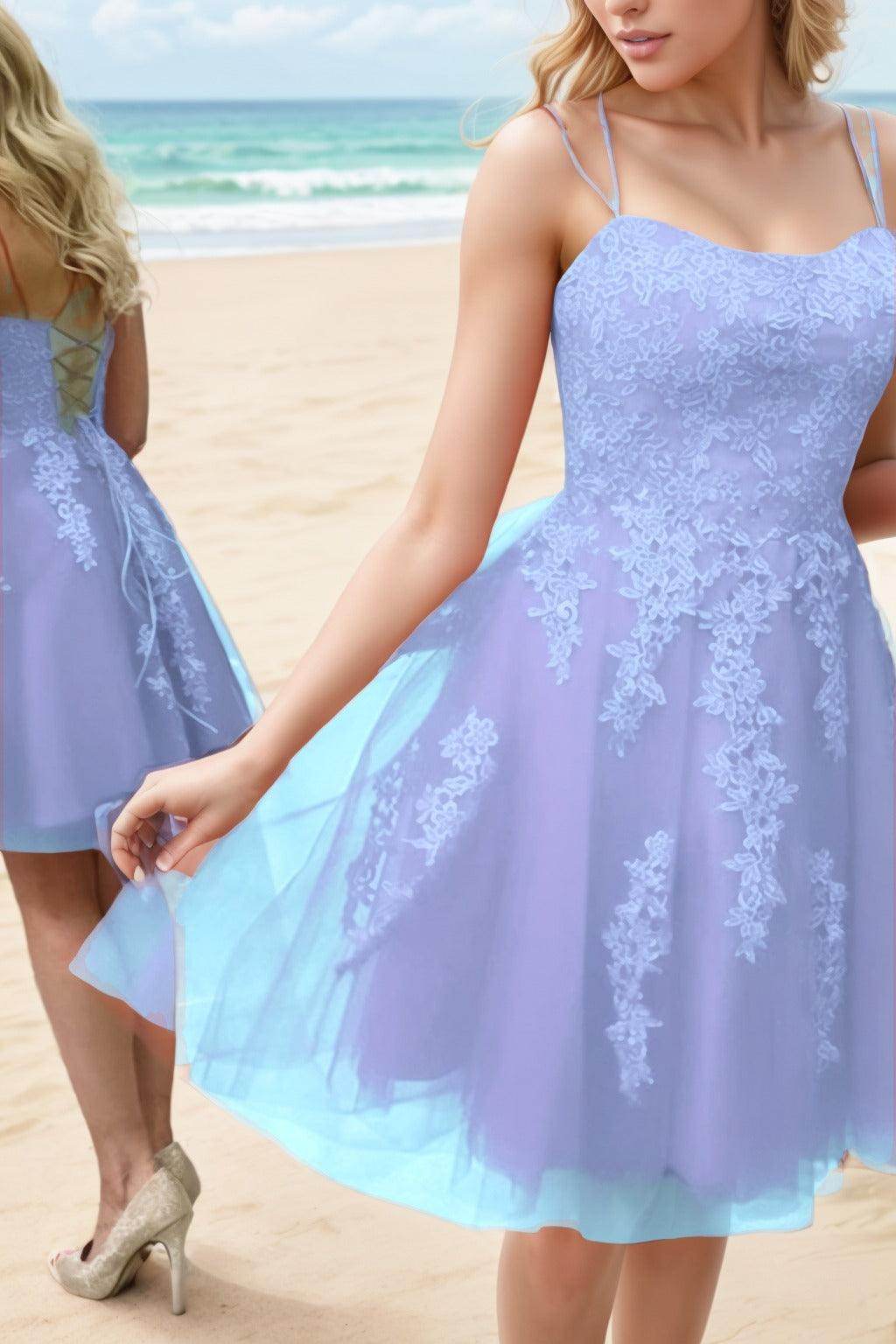 A-Line Knee Length Tulle Homecoming Dresses CS0521
