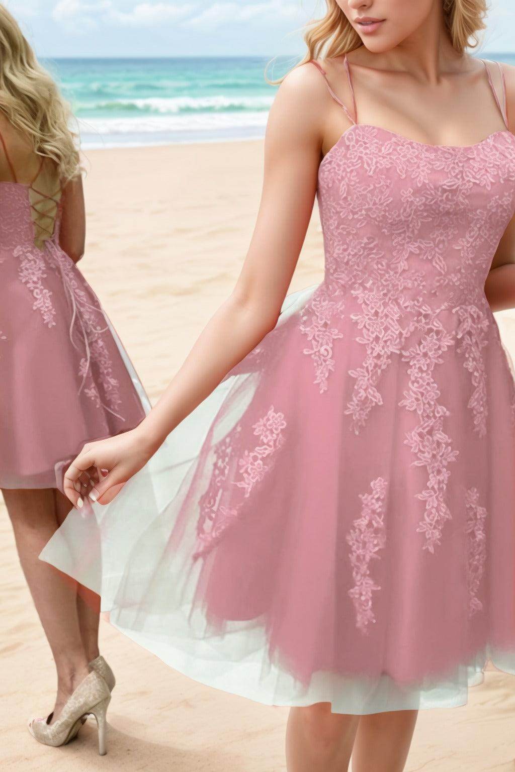 A-Line Knee Length Tulle Homecoming Dresses CS0521