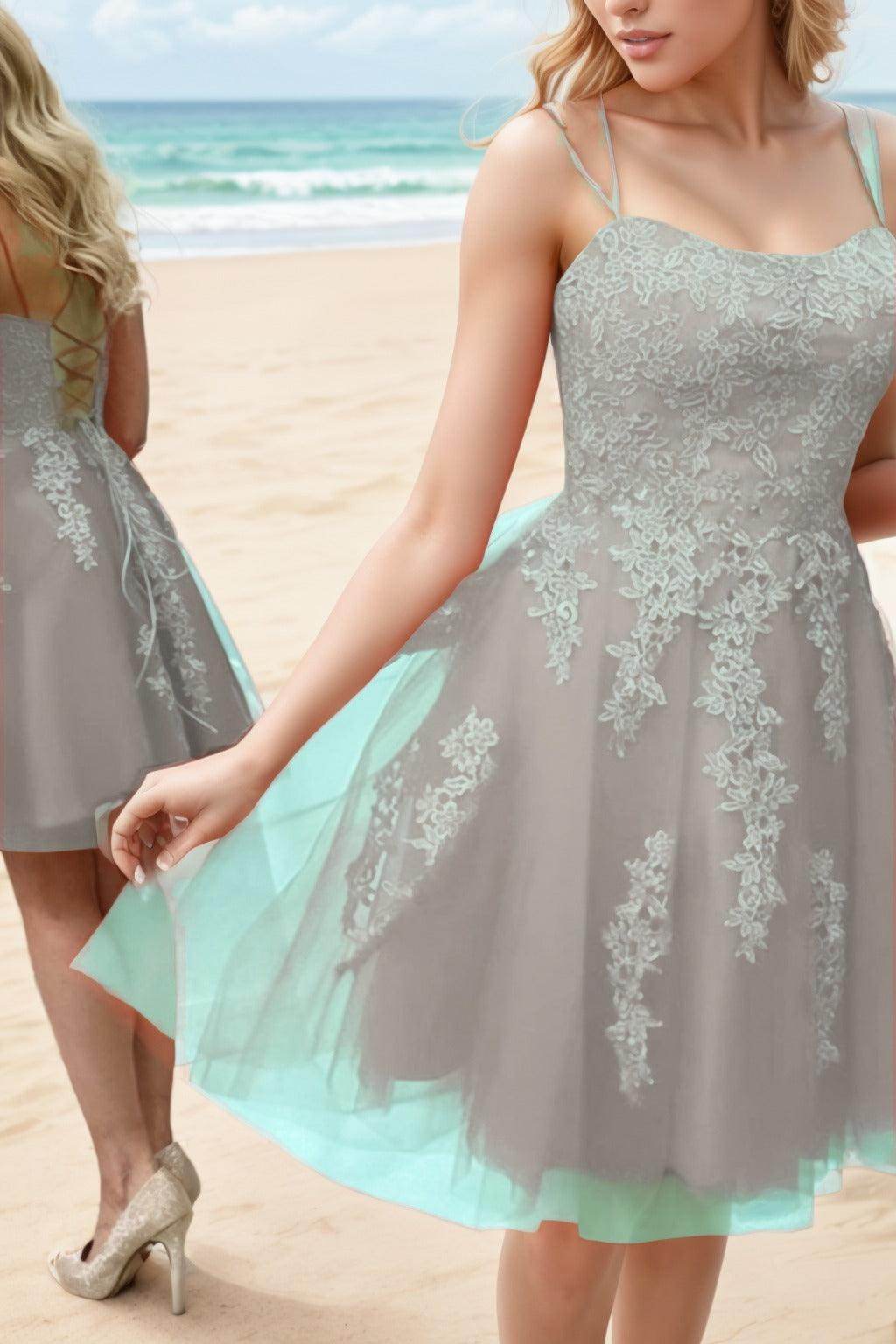 A-Line Knee Length Tulle Homecoming Dresses CS0521