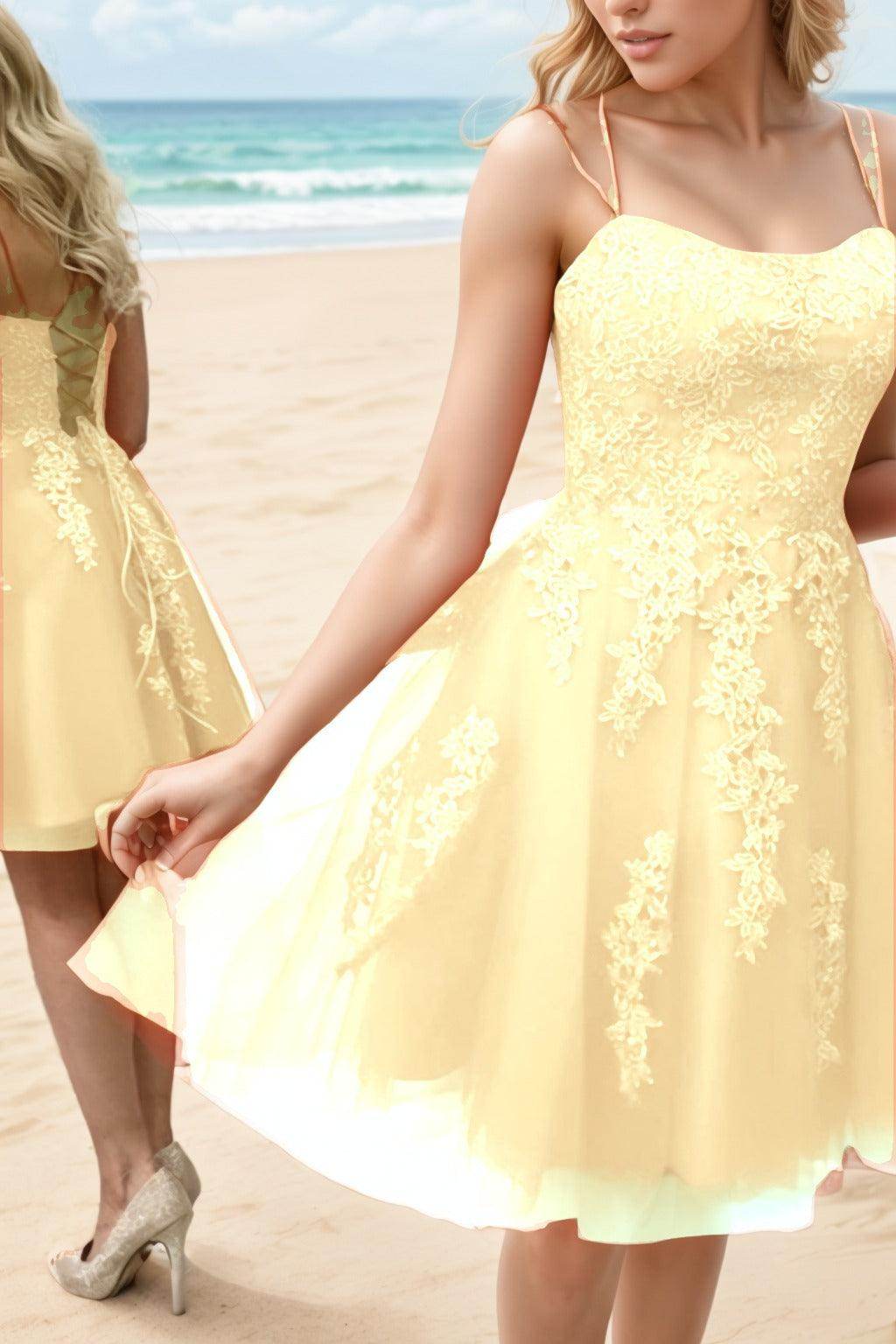A-Line Knee Length Tulle Homecoming Dresses CS0521