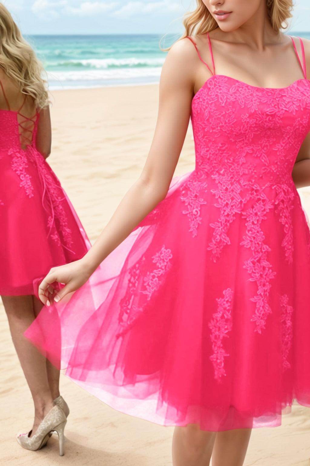 A-Line Knee Length Tulle Homecoming Dresses CS0521