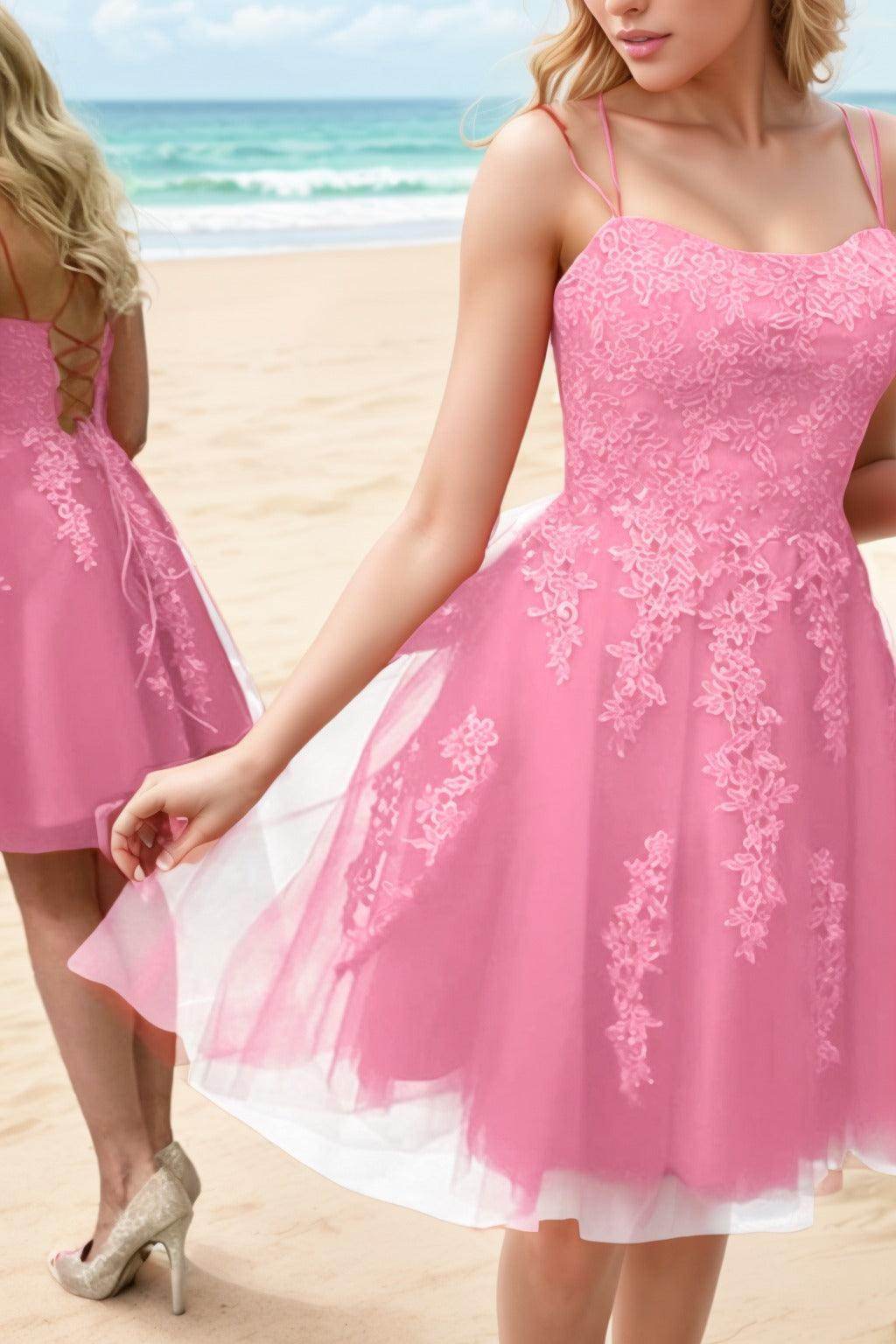 A-Line Knee Length Tulle Homecoming Dresses CS0521