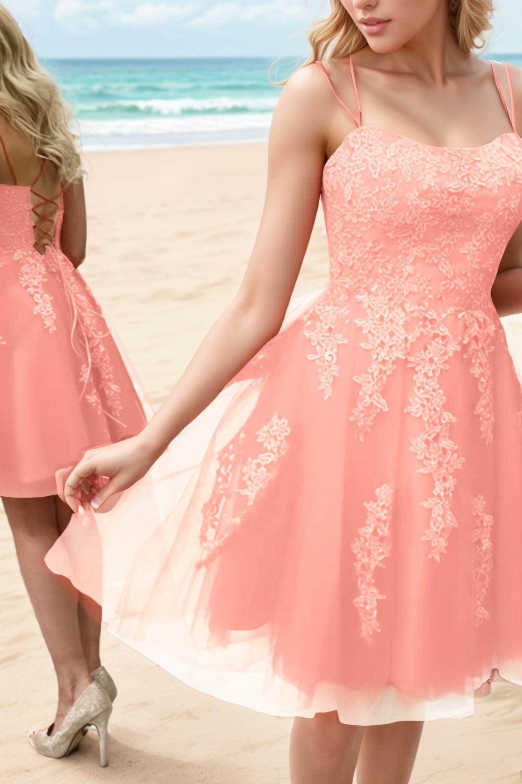 A-Line Knee Length Tulle Homecoming Dresses CS0521