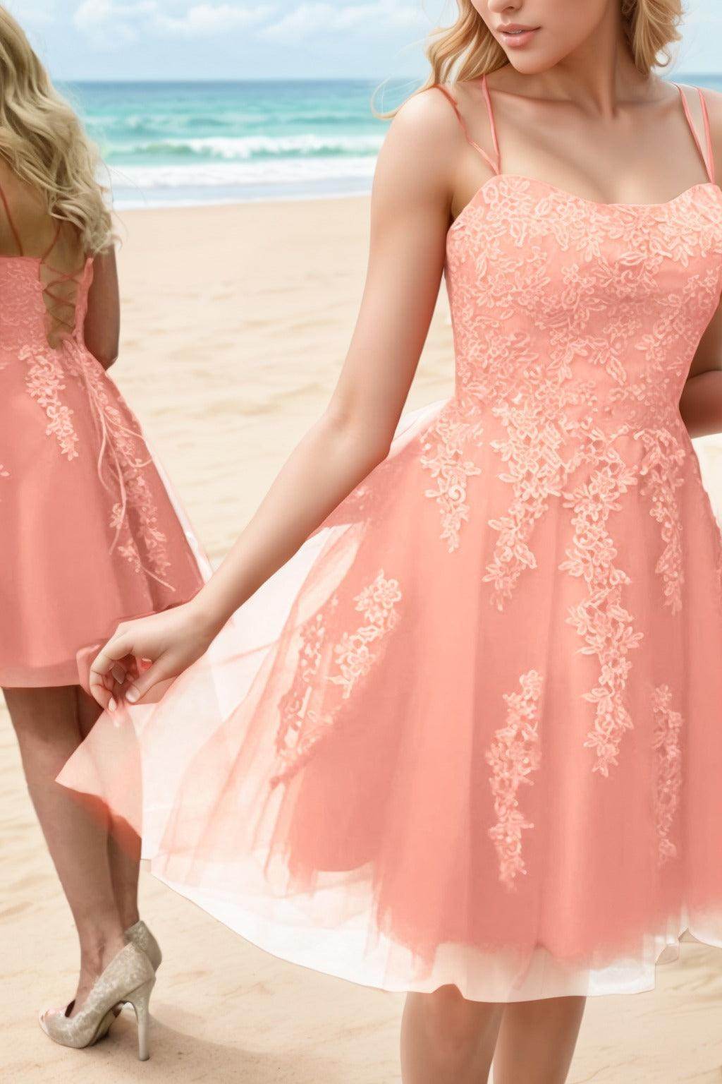 A-Line Knee Length Tulle Homecoming Dresses CS0521