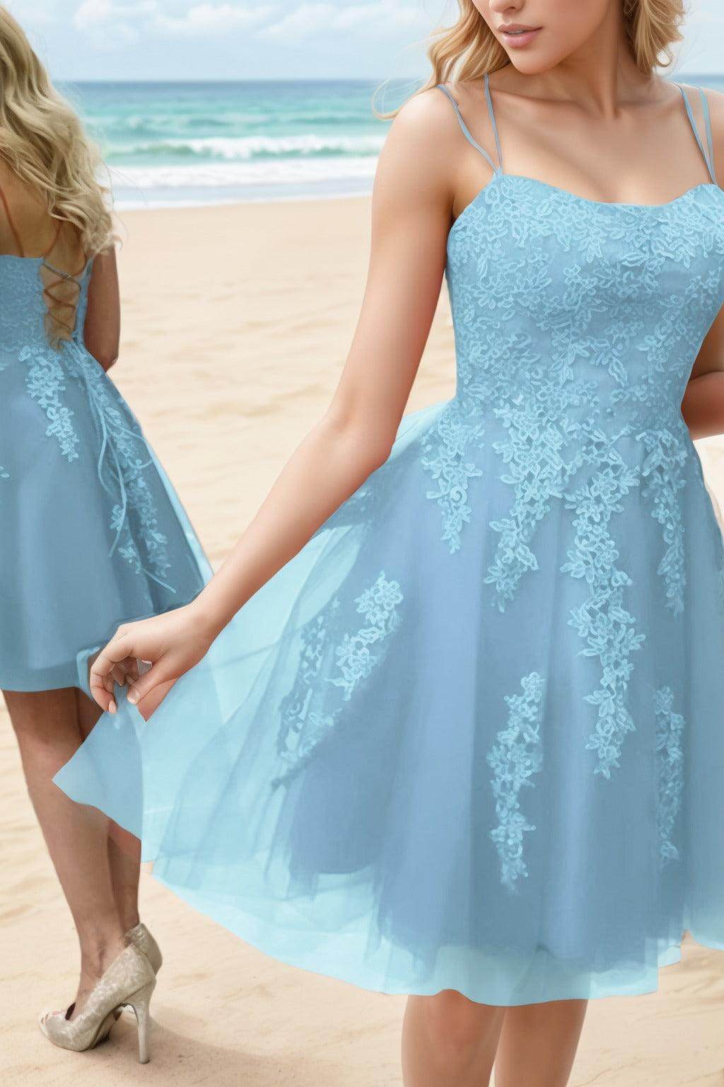 A-Line Knee Length Tulle Homecoming Dresses CS0521
