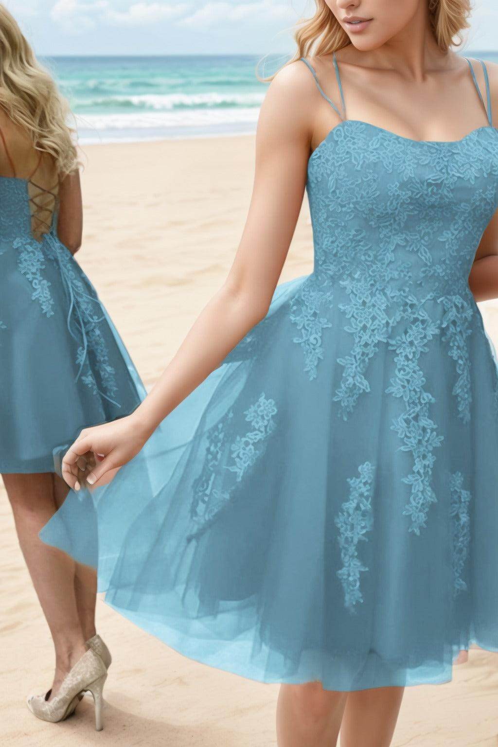 A-Line Knee Length Tulle Homecoming Dresses CS0521