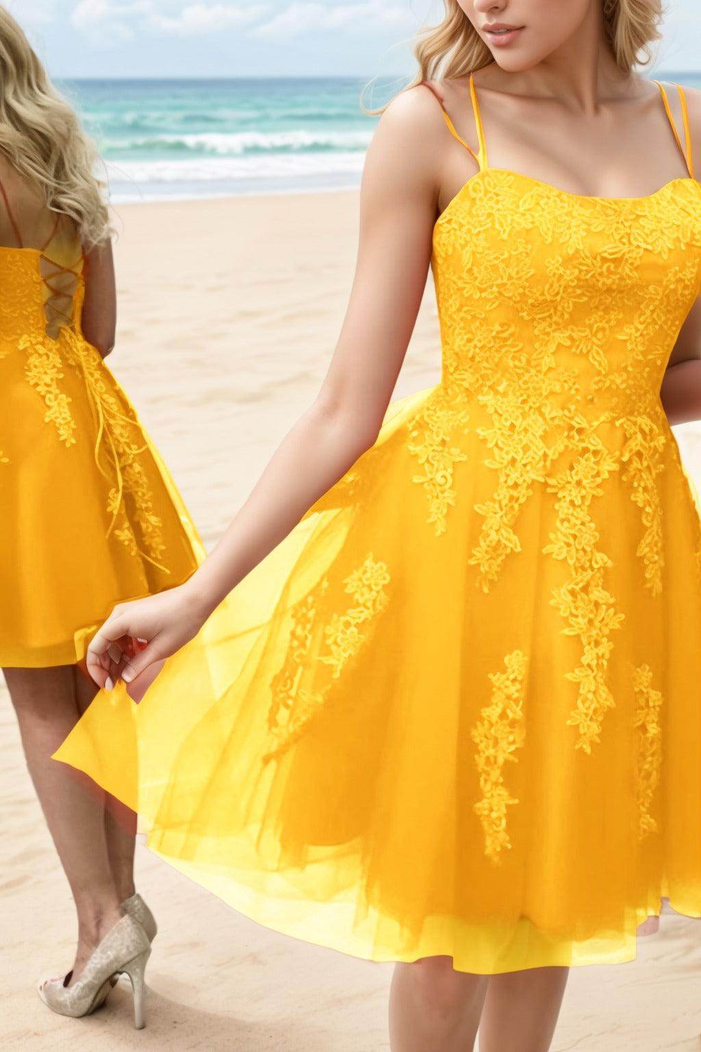 A-Line Knee Length Tulle Homecoming Dresses CS0521