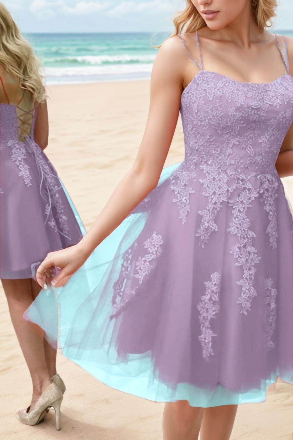 A-Line Knee Length Tulle Homecoming Dresses CS0521