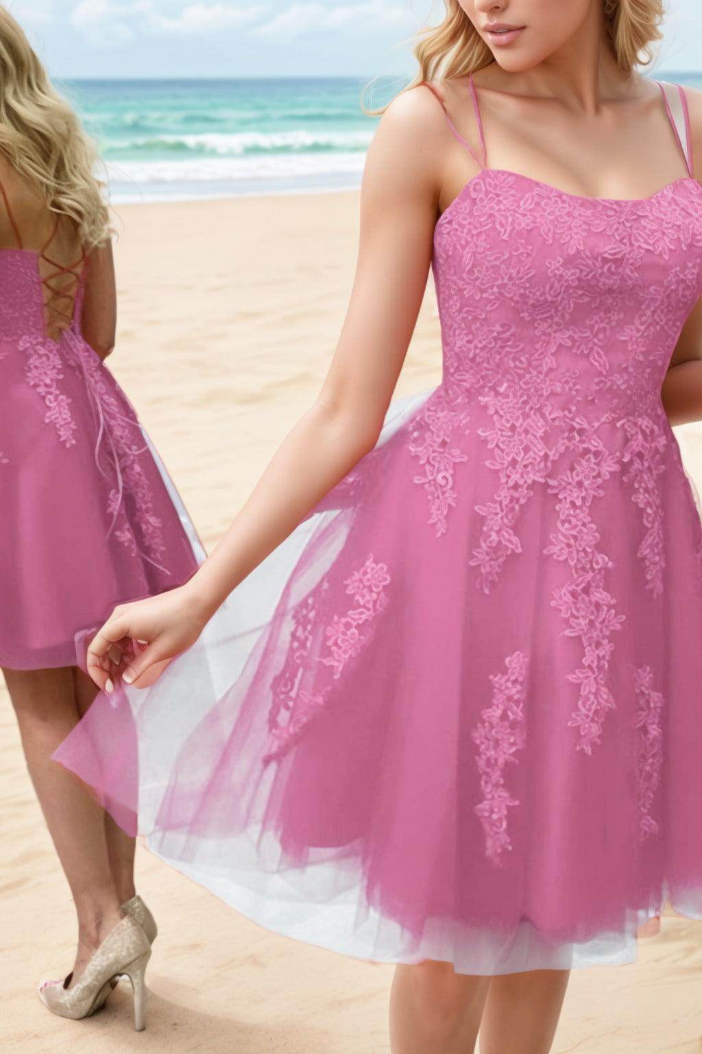 A-Line Knee Length Tulle Homecoming Dresses CS0521