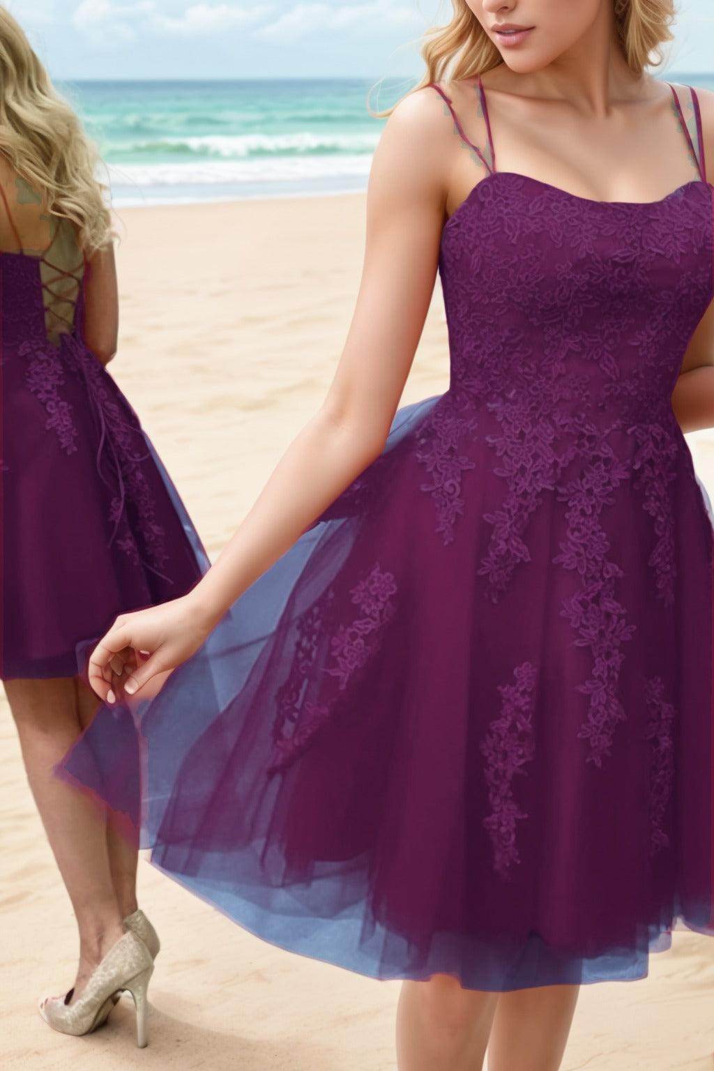 A-Line Knee Length Tulle Homecoming Dresses CS0521