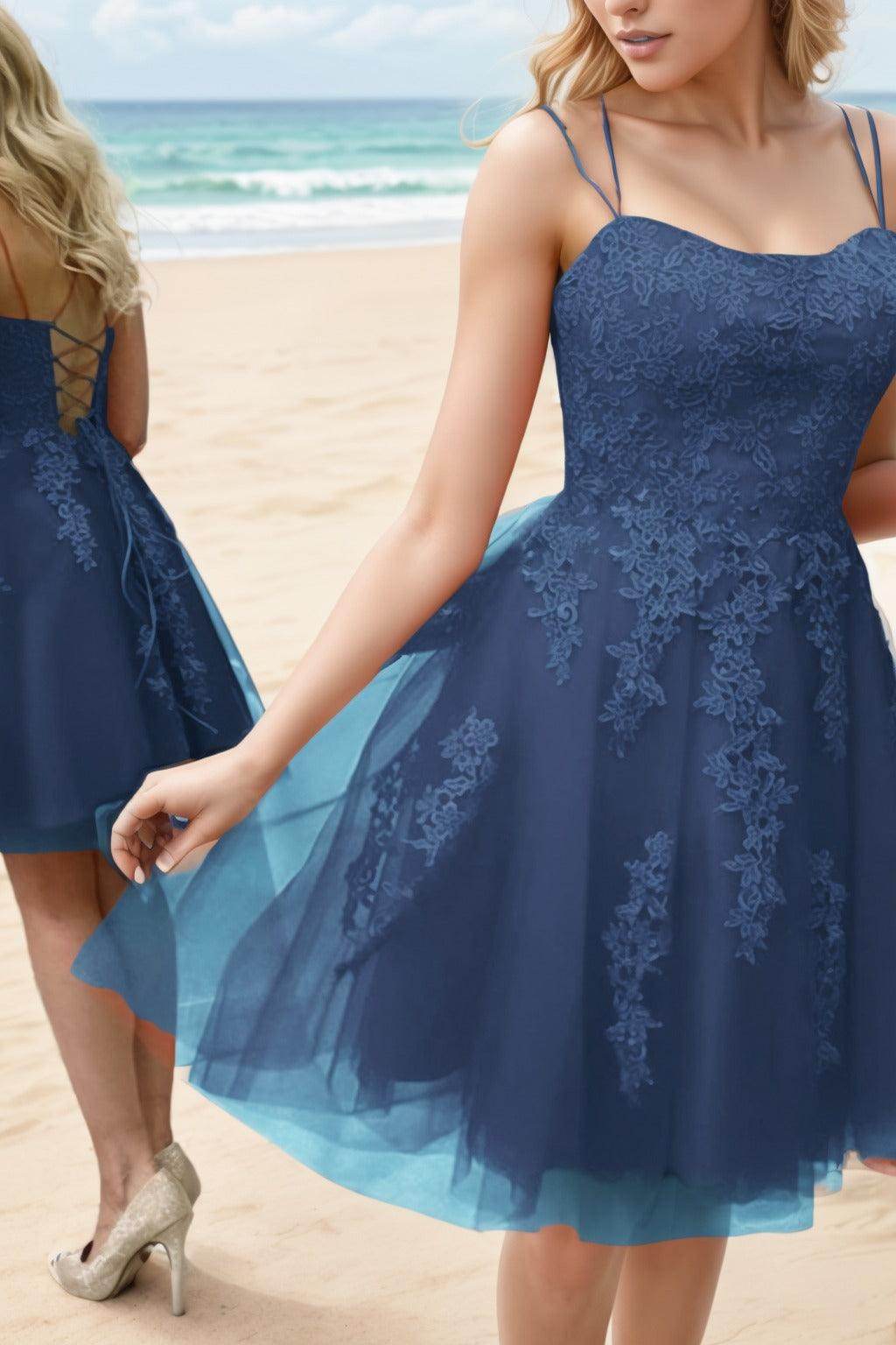 A-Line Knee Length Tulle Homecoming Dresses CS0521